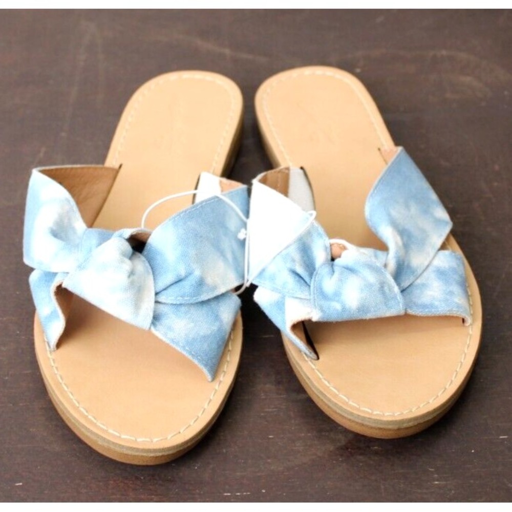 Universal Thread Women's Size 6 Blue Tie‎ Dye Bow Slide Sandals New With Tags